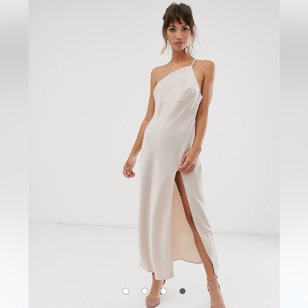 ASOS One Shoulder Midaxi Dress - Oyster, sz 6